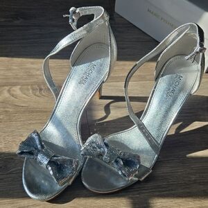 MICHAEL Michael Kors Silver Sequin Bow Heels